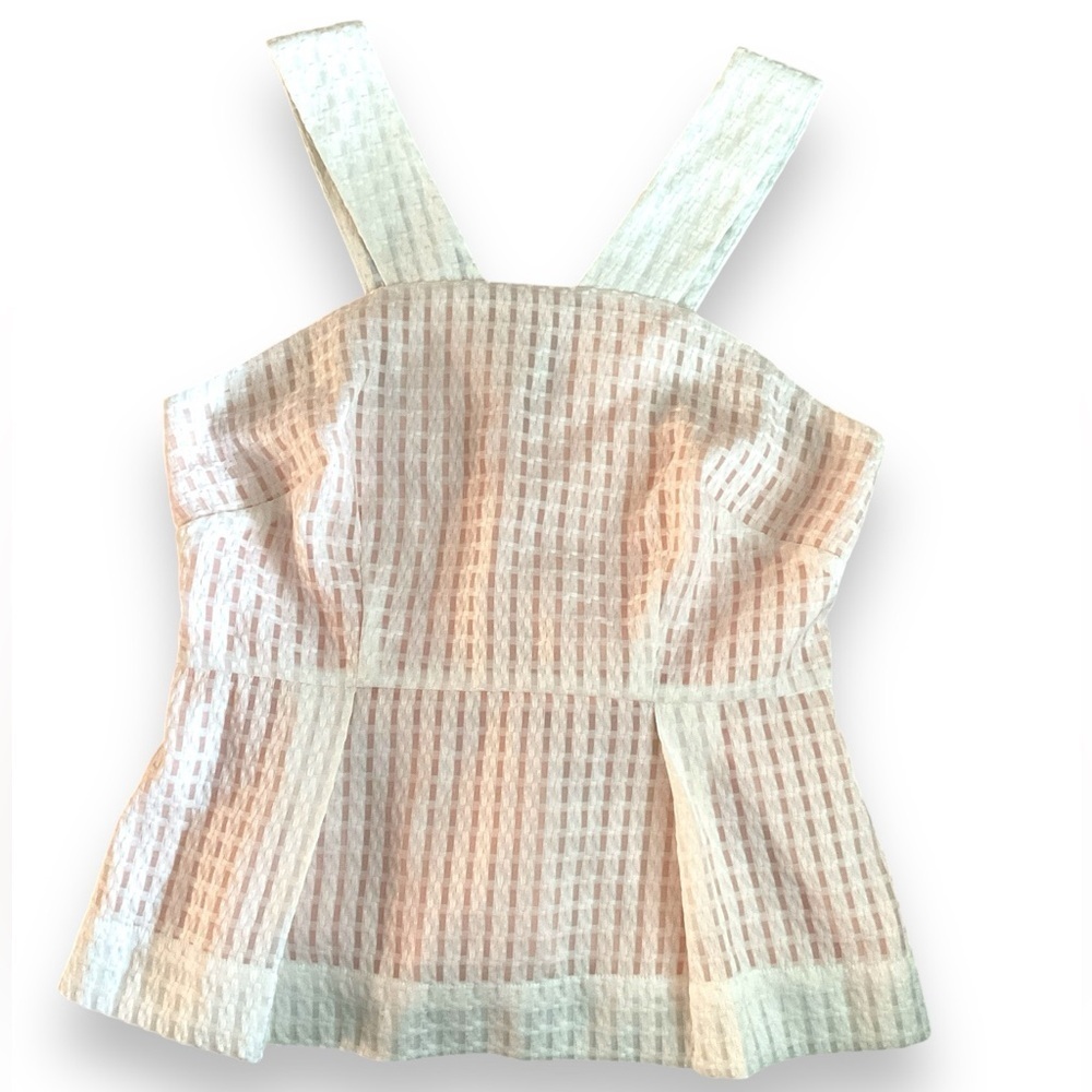NEW Maeve Anthropologie Cream Basket Weave Halter Neck Sleeveless Blouse Size 8P